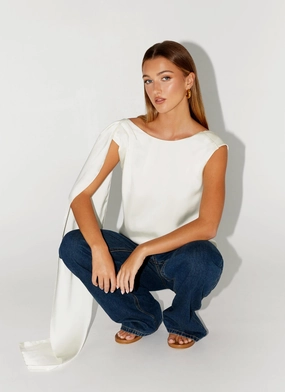 Mojito Cowl Top - Ivory Snag Proof Weave Bonded Seam Tape