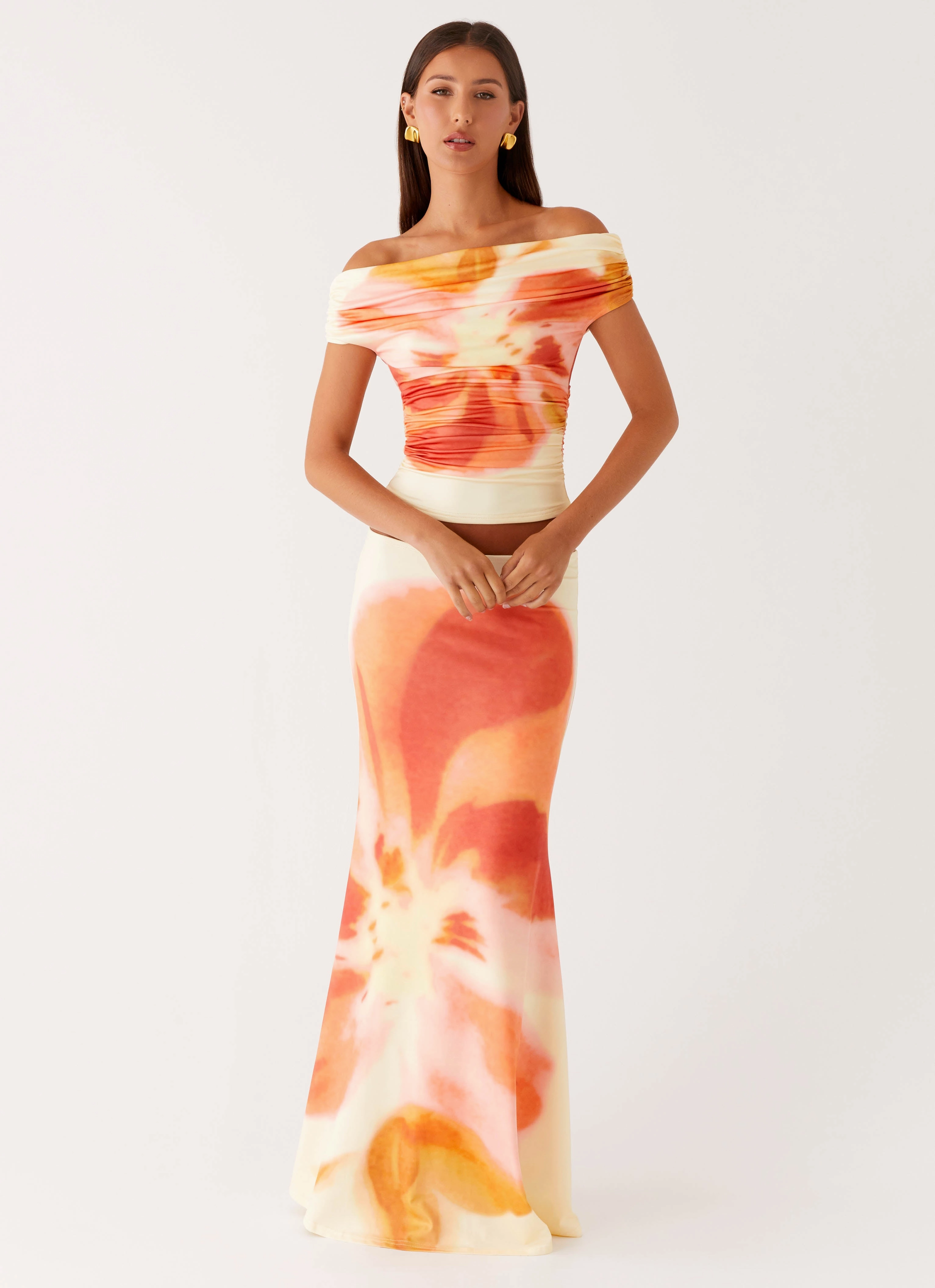 UV Protective Layer Moka Off Shoulder Top - Mimosa Blossom