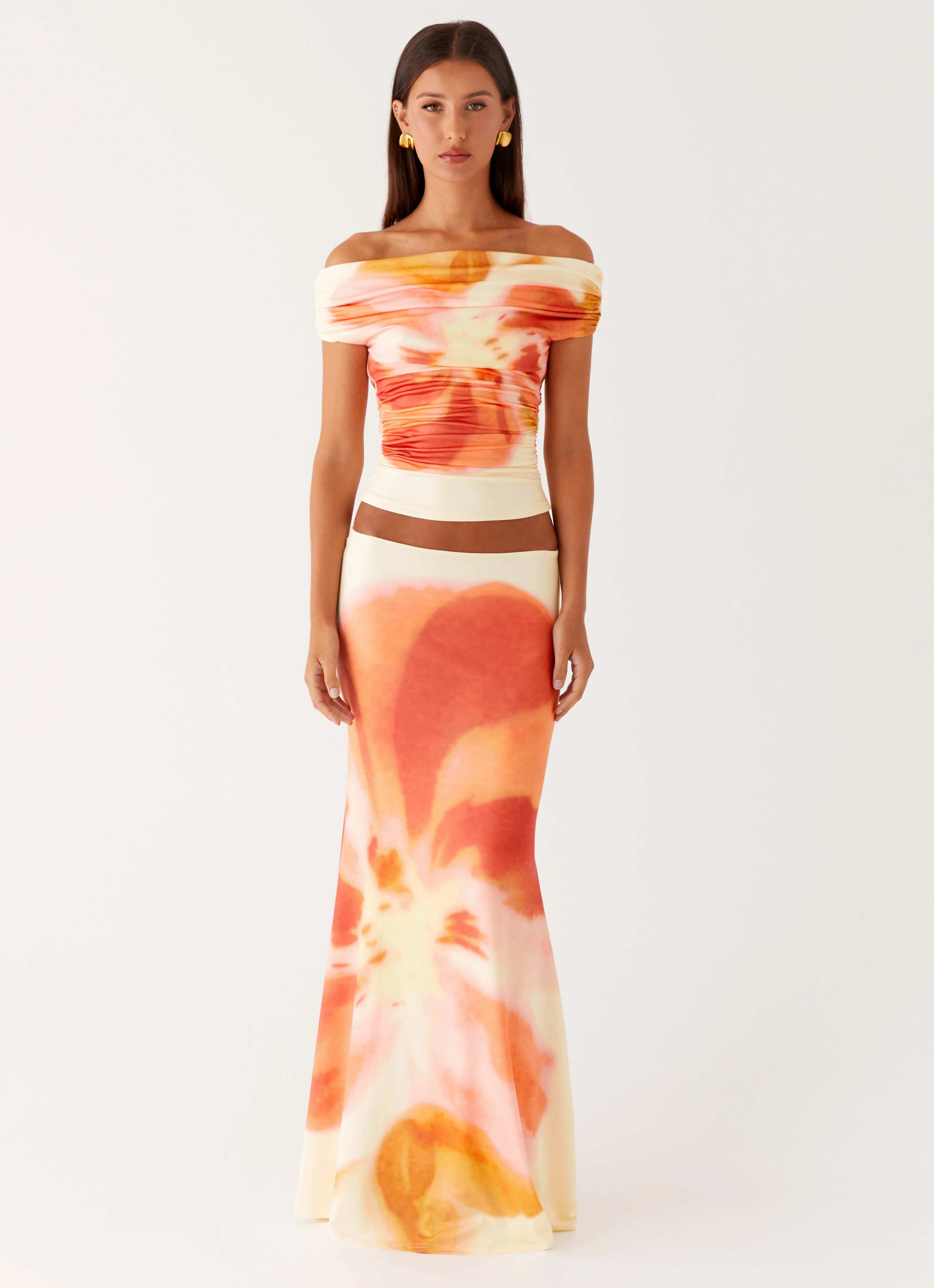 ButtonFront Moka Off Shoulder Top - Mimosa Blossom
