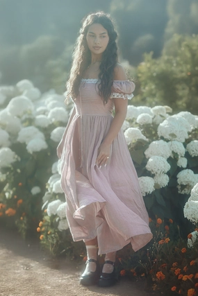 Monet Haze 26 | Fairy layered Linen Dress with pintucks Smart Design Everyday Comfort Fit