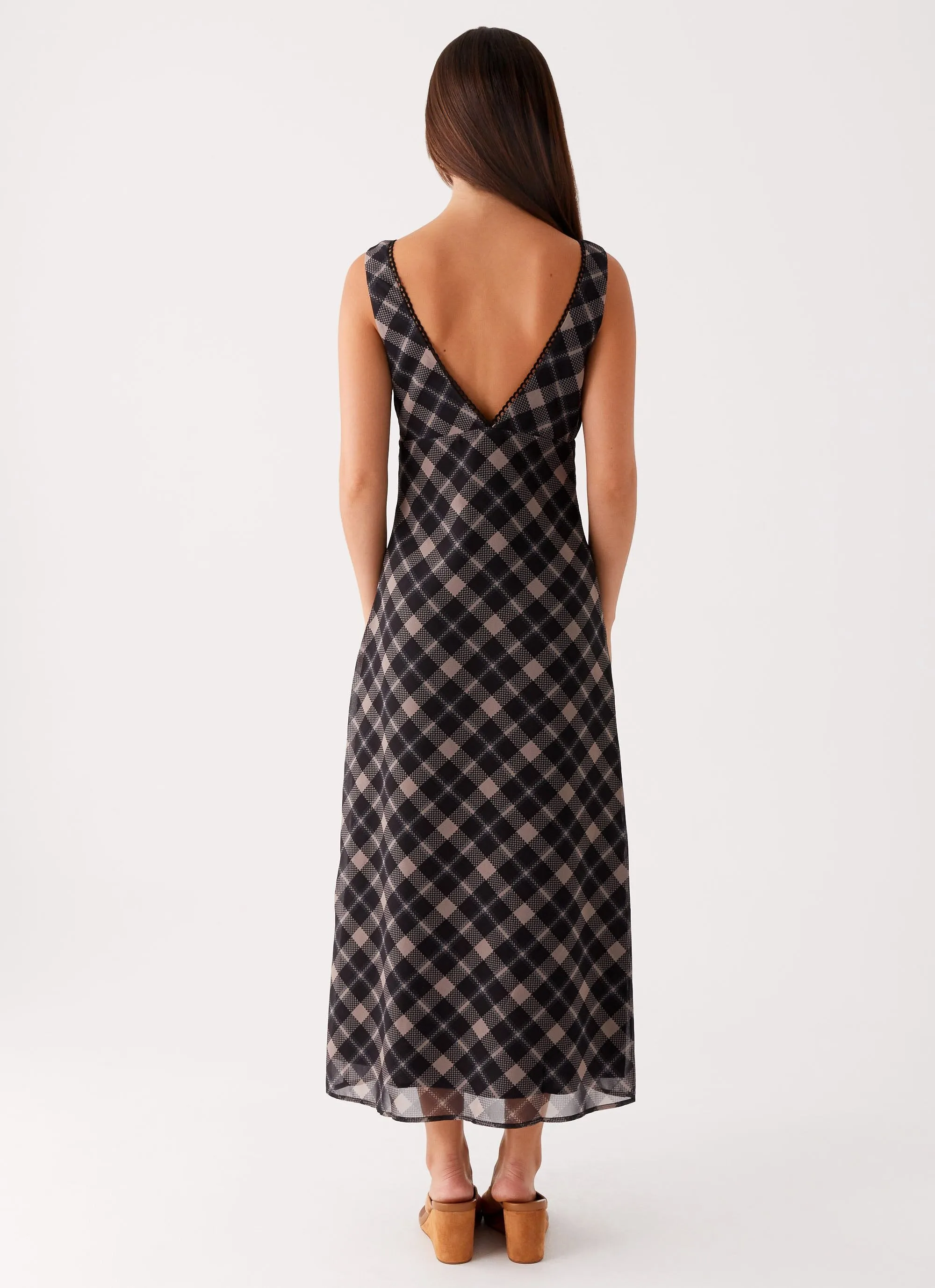 AntiPillTreatment Floating Shape Gianna Midi Dress - Taupe Check