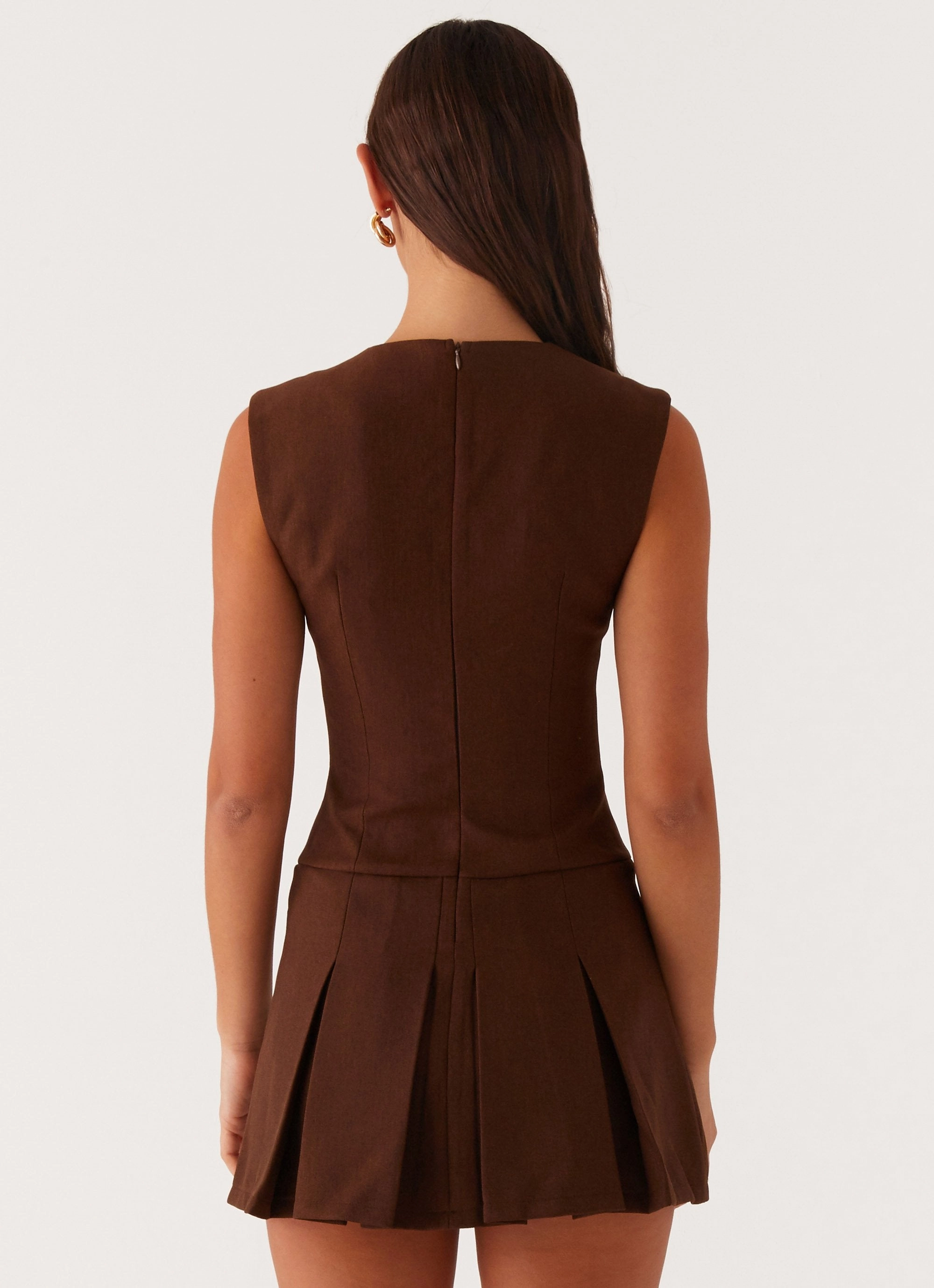 Cassia Mini Dress - Brown Clean Finish
