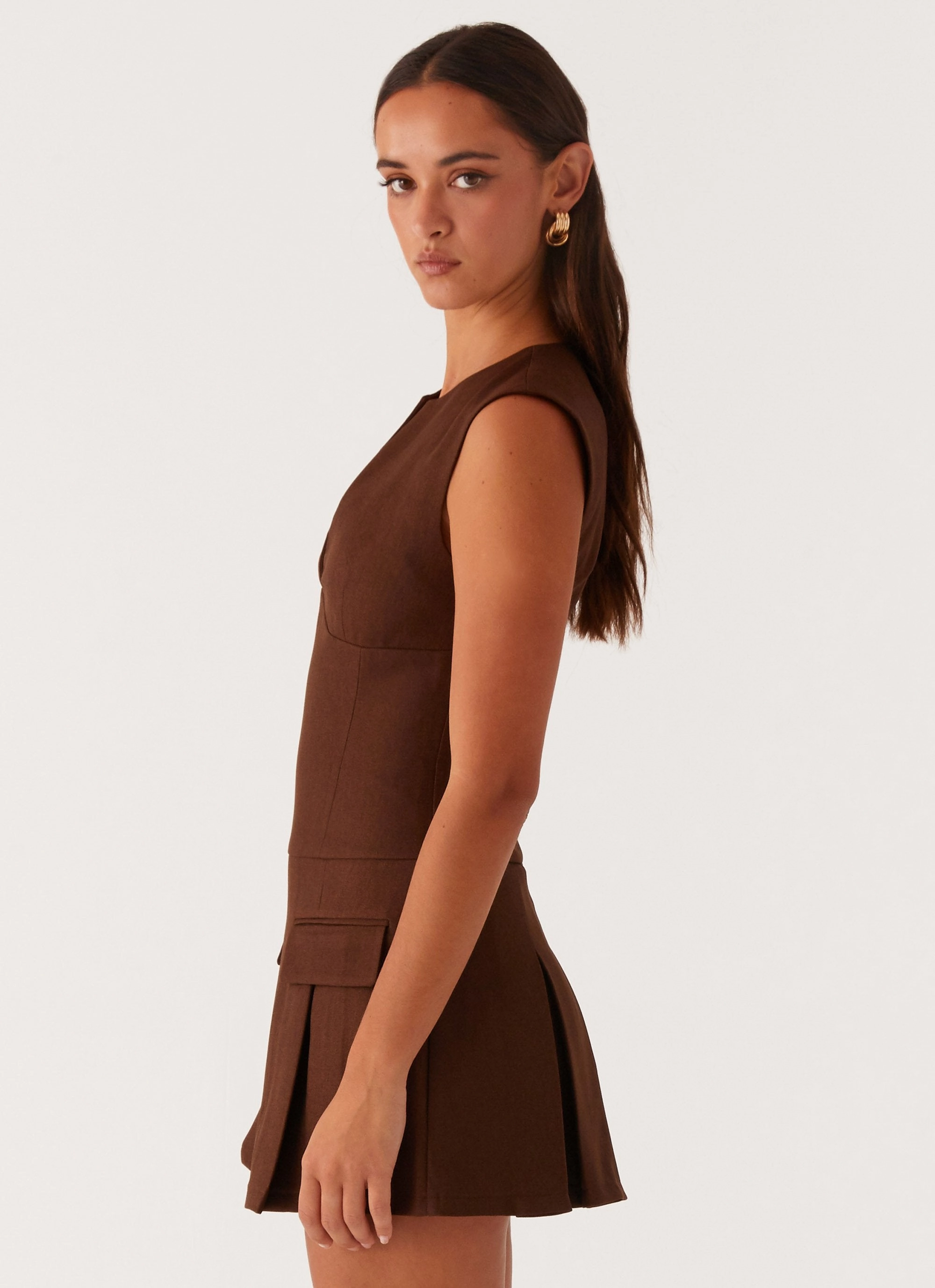 Soft Glide Lounge Fit Cassia Mini Dress - Brown