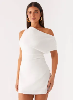 Subtle Lines Moonlight Oasis Asymmetrical Mini Dress - Off White