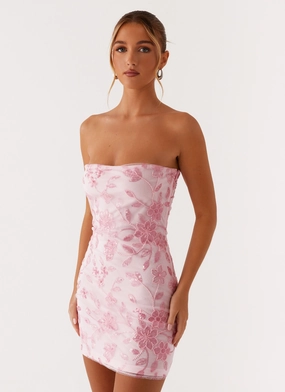 Moorey Beaded Mini Dress - Pink Tulle Flow Chic Layered Wear