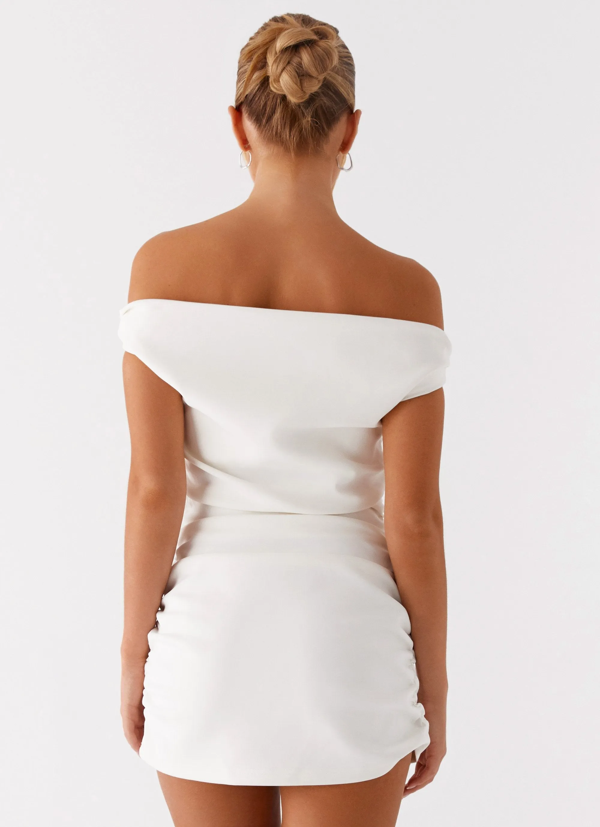 Morgan Off Shoulder Mini Dress - Ivory breathable fabric dress Elegant Flow