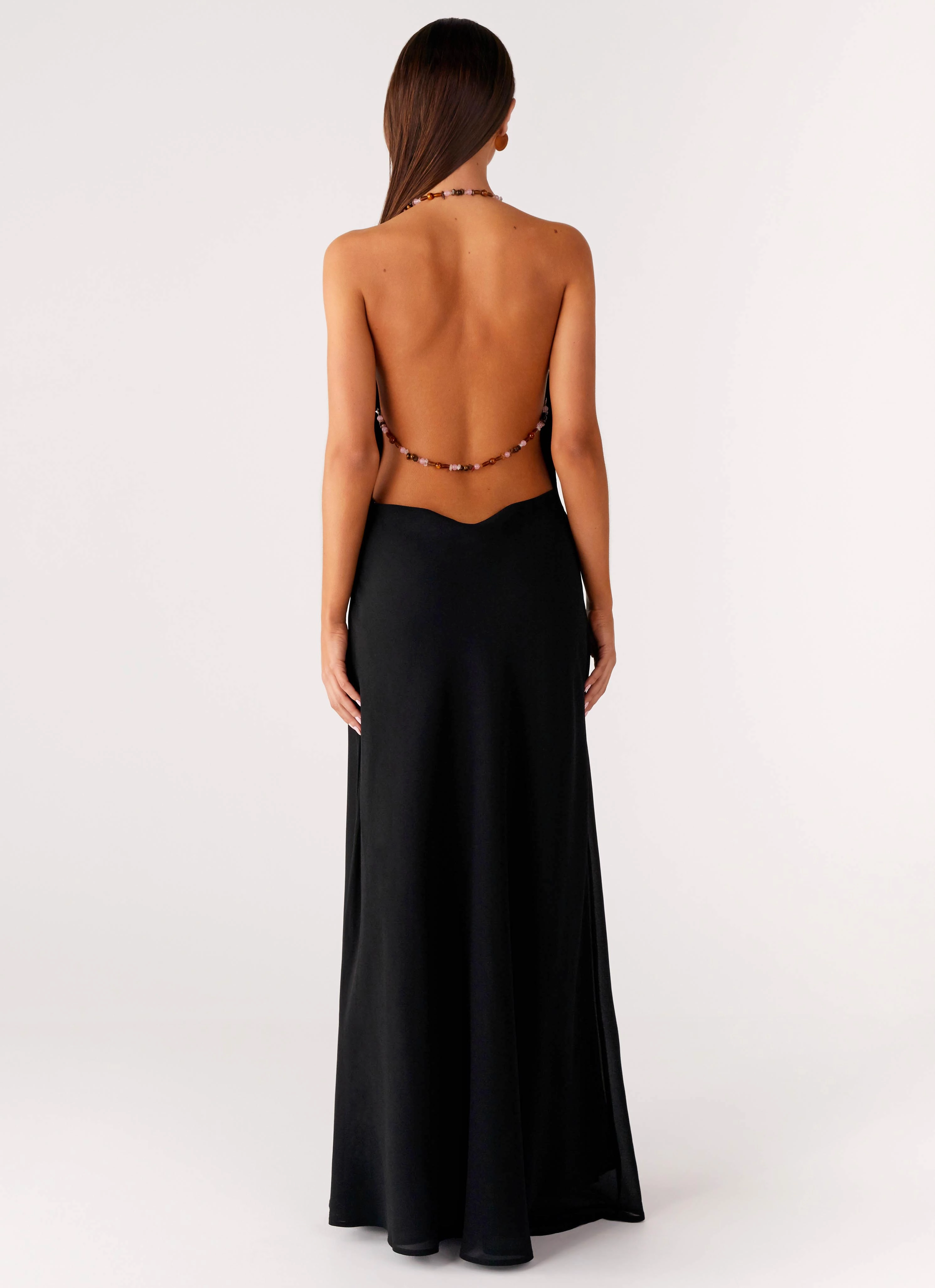 Morning Crush Cowl Maxi Dress - Black Bride Side