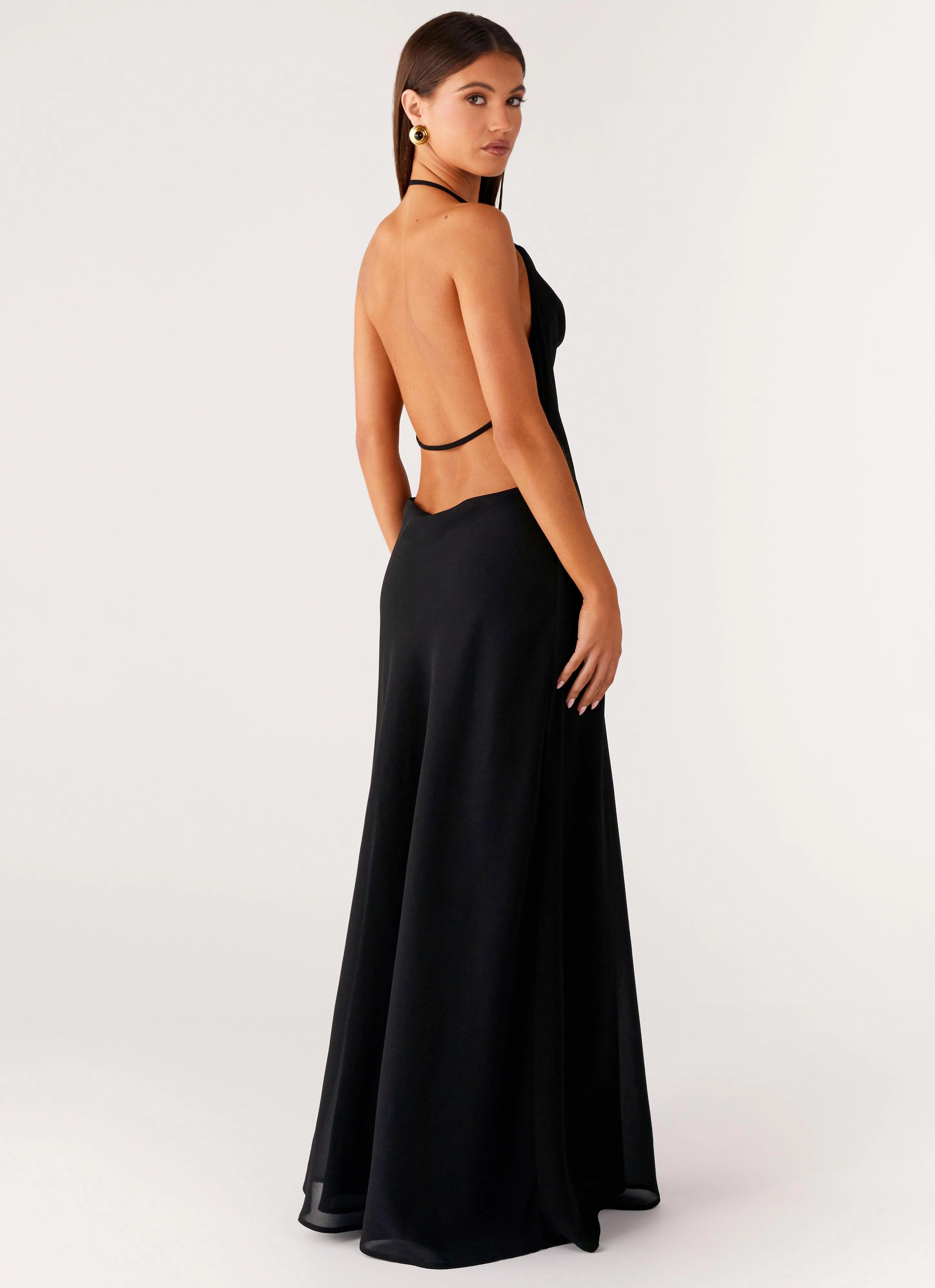 Morning Crush Cowl Maxi Dress - Black Understated Charm Fashionable Touch