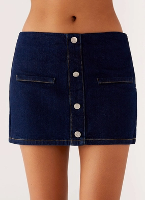 Seamless Waist Technology Slim Stretch Fit Morrison Denim Mini Skirt - Indigo