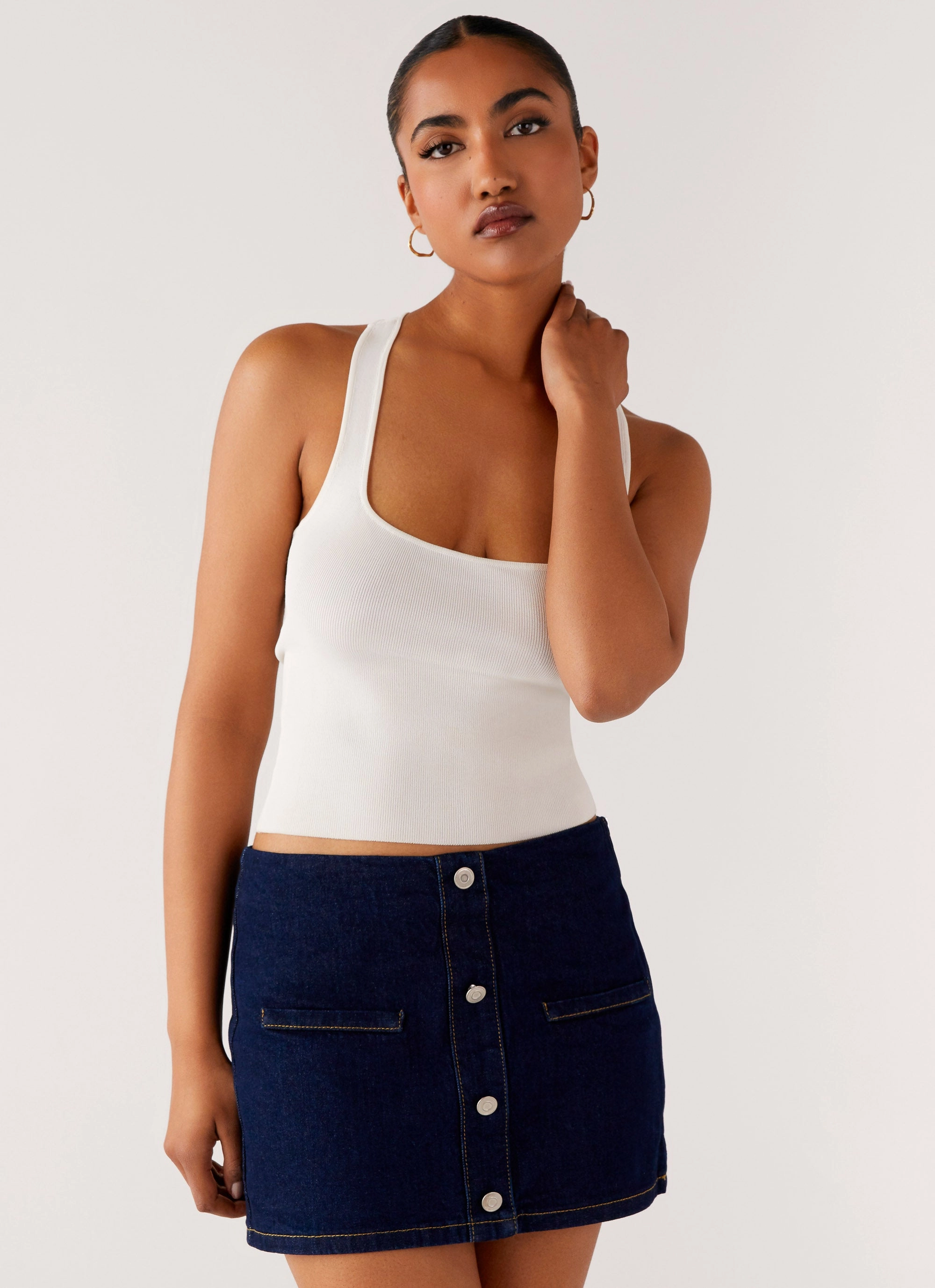 Morrison Denim Mini Skirt - Indigo breathable panels