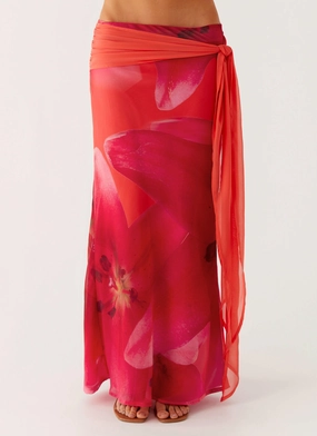 Raya Maxi Skirt - Peach Watermelon Flower Move Friendly