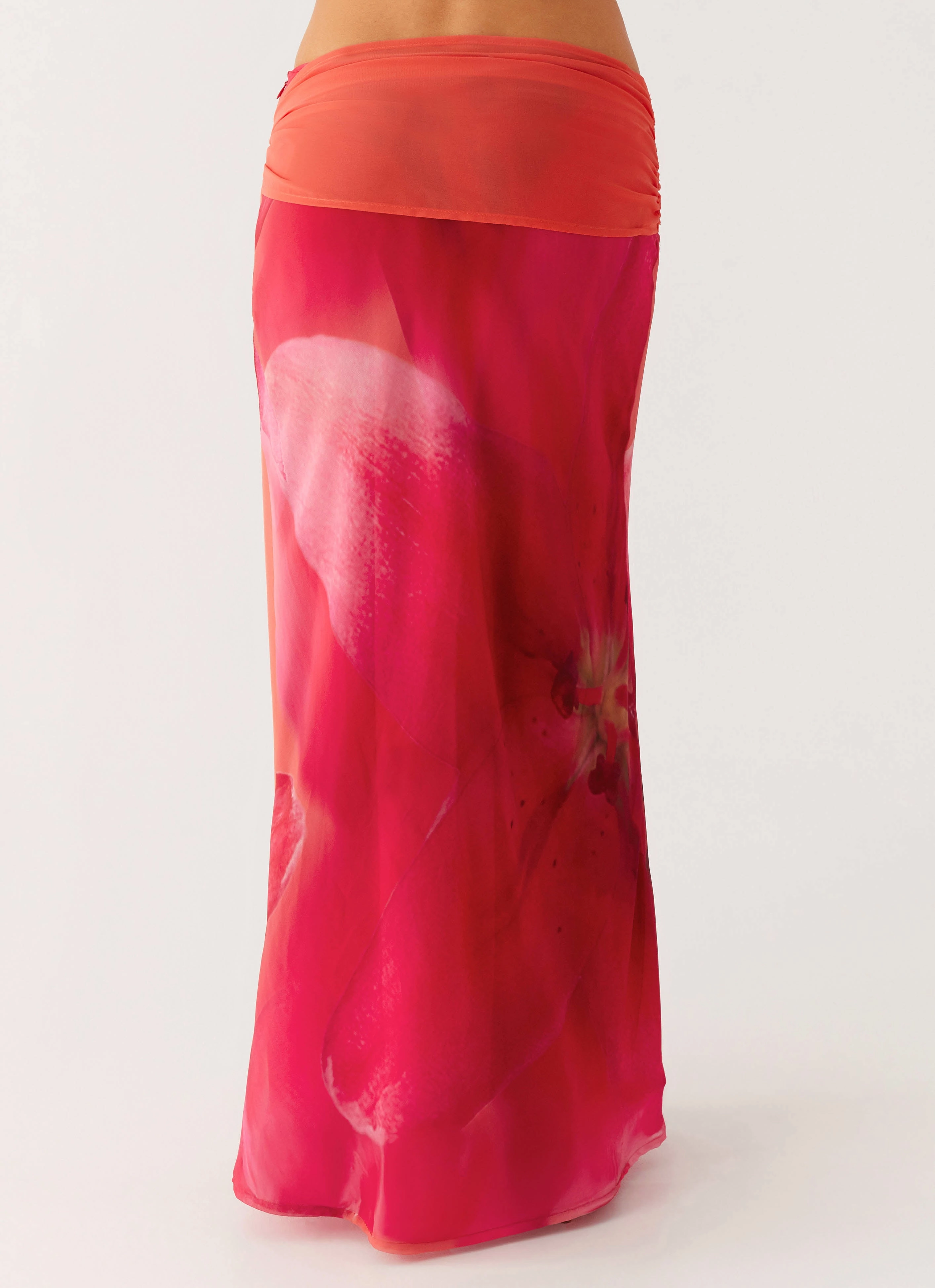 Raya Maxi Skirt - Peach Watermelon Flower Eco Dye Process Minimal Bulk