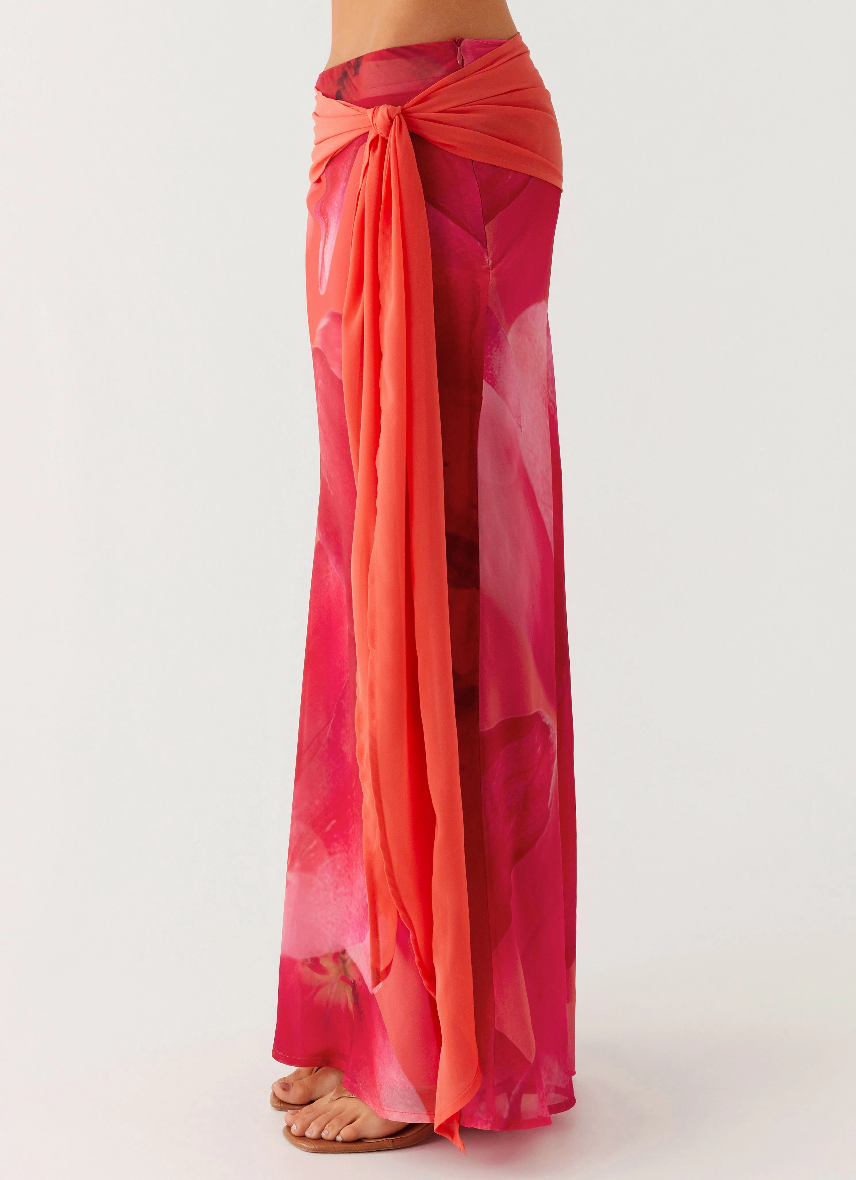 On The Move Raya Maxi Skirt - Peach Watermelon Flower