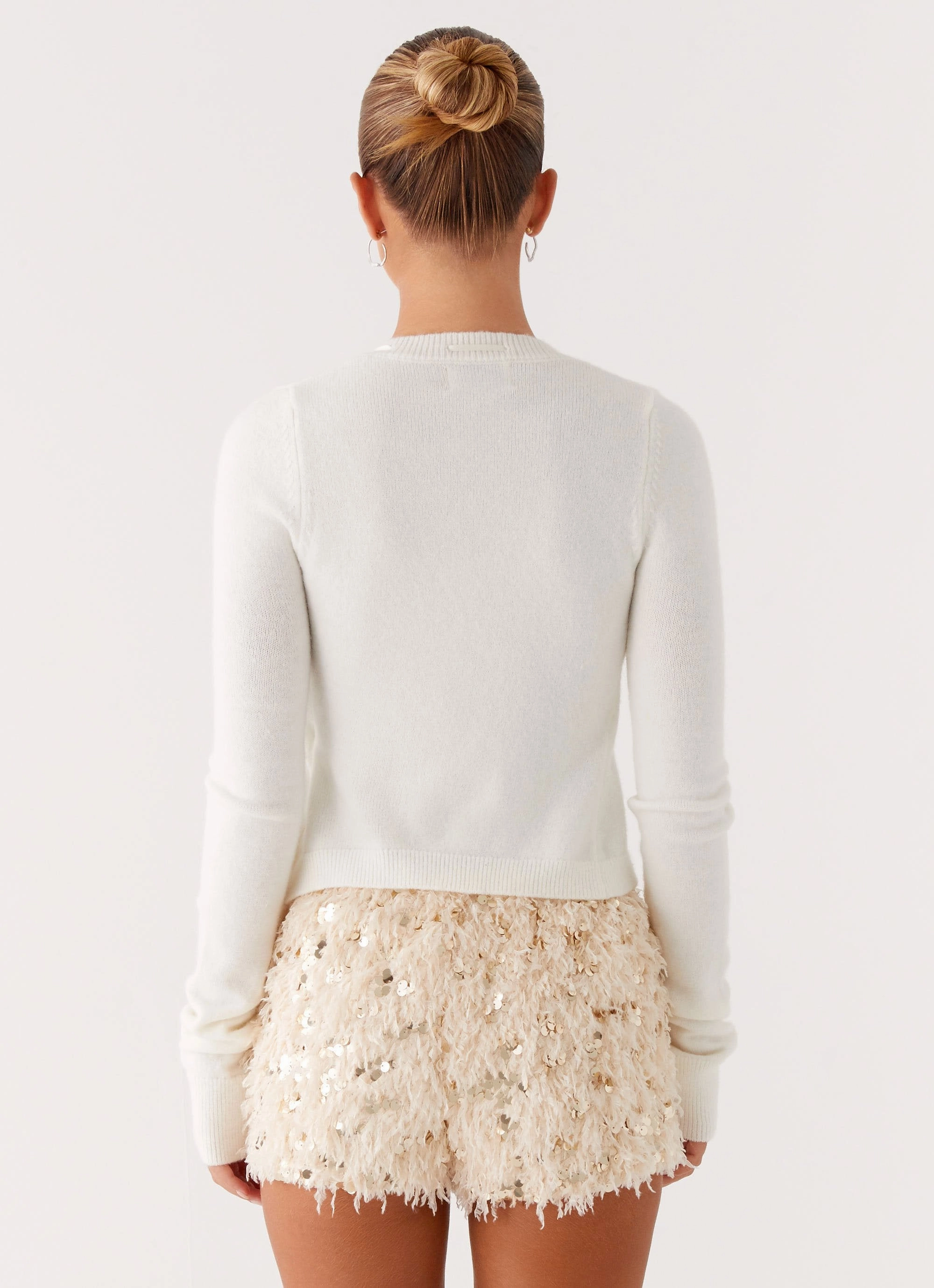 Candy Sequin Mini Shorts - White SoftCottonBlend FlexibleMobility