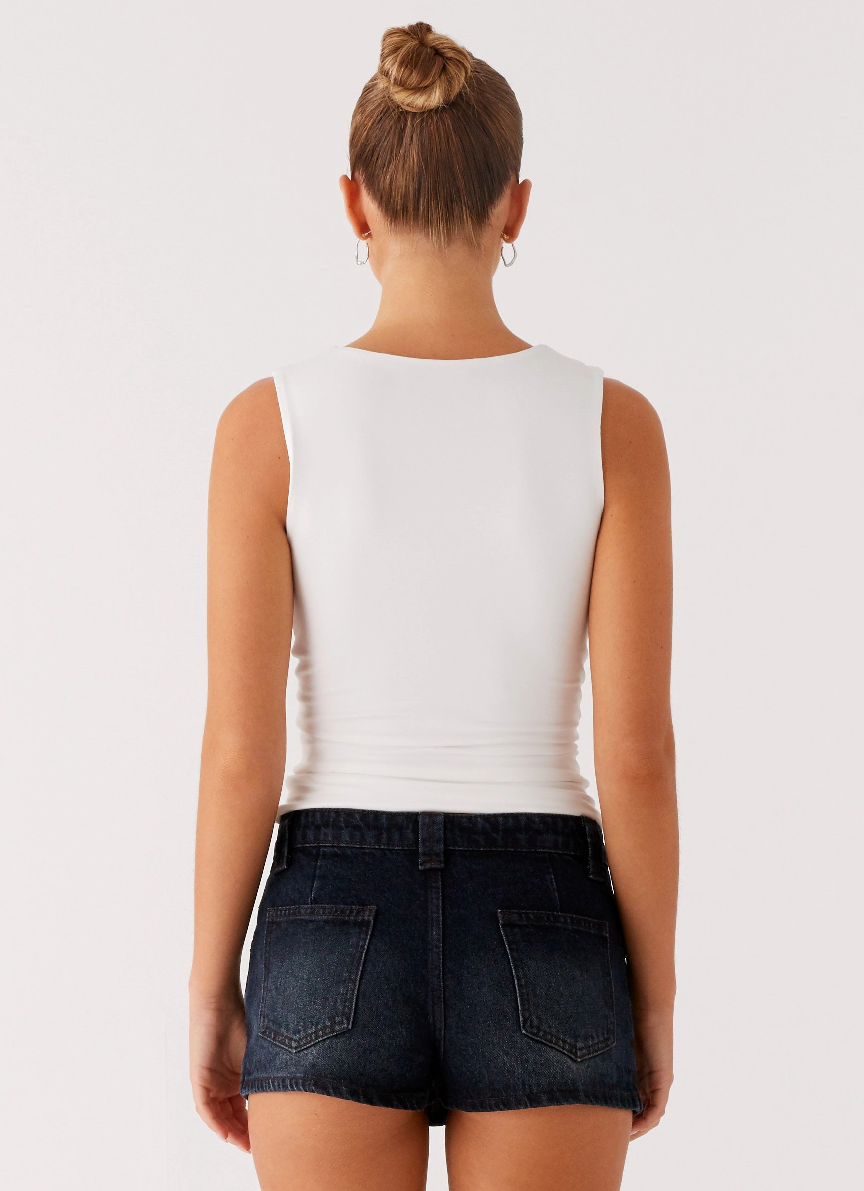 Tropics Low Rise Denim Mini Skort - Washed Dark Blue Air Flow Quick Slip