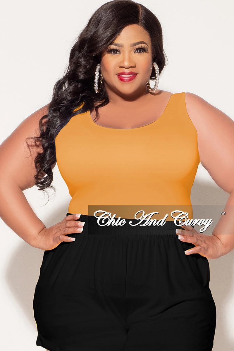 Light Wear Fit Breathable Comfort Final Sale Plus Size Camisole with Thick Straps in Golden Mustard (Top Only)