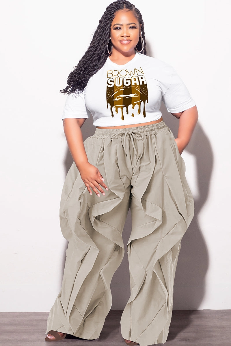 Final Sale Plus Size Fitted White Brown Sugar T-Shirt All Day Wear