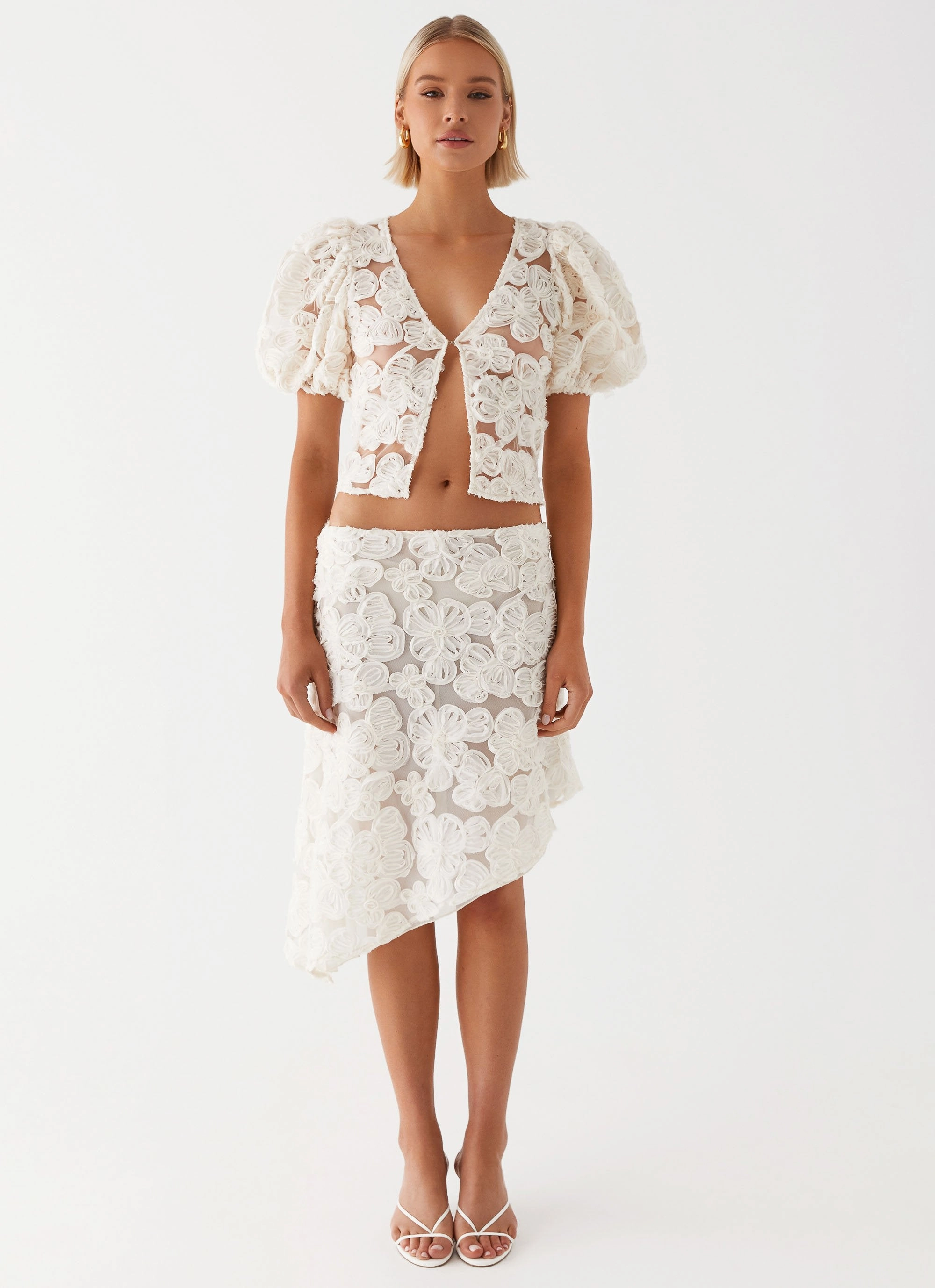 On The Go Orchid Breeze Midi Skirt - Ivory