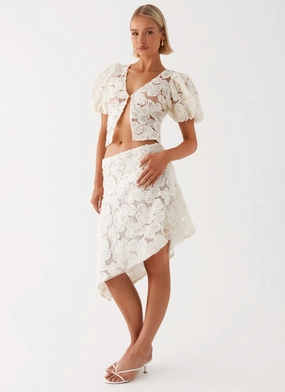 Orchid Breeze Midi Skirt - Ivory RecycledPolyester