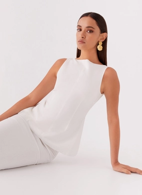 FasteningHood Compression Fit Mooney Linen Top - White
