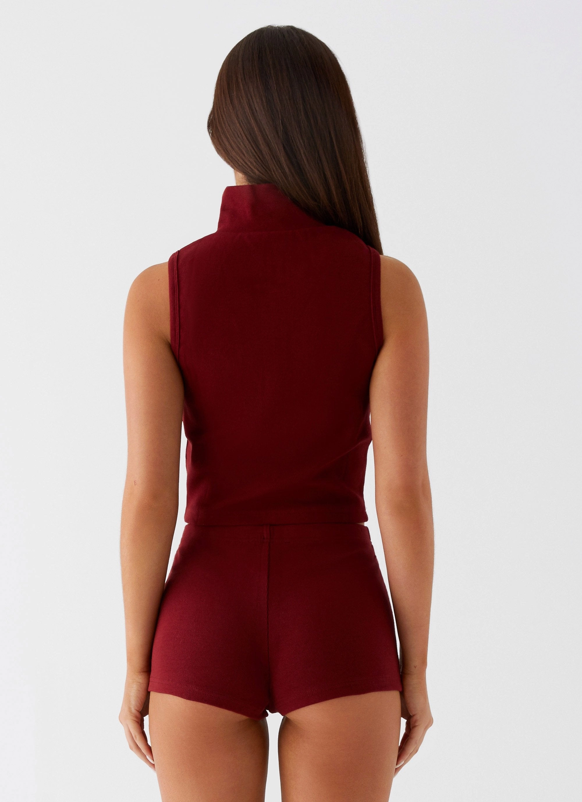 Sheer Overlay Material HypoallergenicMaterial Spectate Collar Top - Maroon