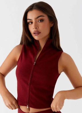 Bold Design Spectate Collar Top - Maroon