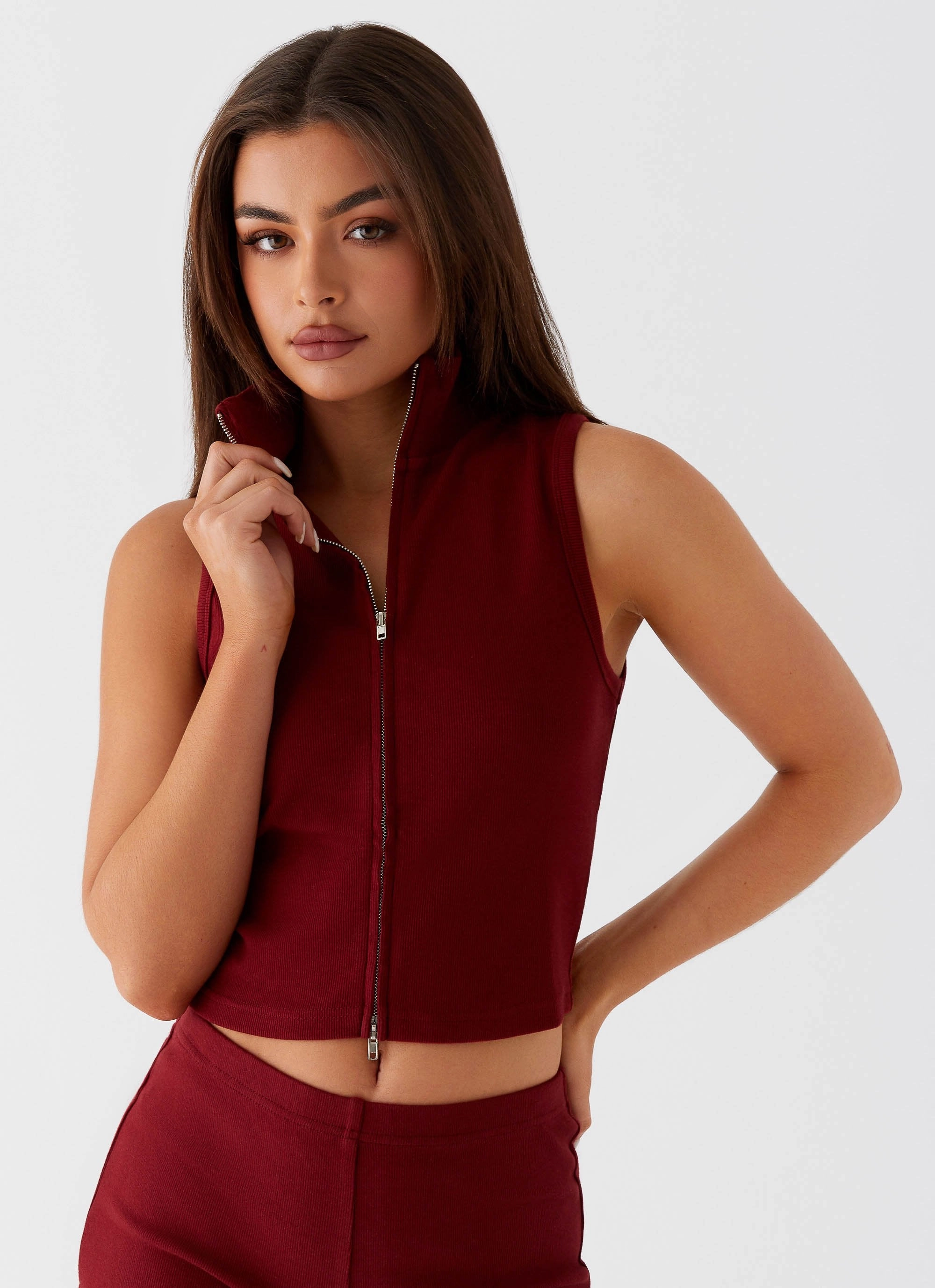 Spectate Collar Top - Maroon UltravioletProtectionFabric