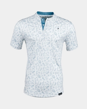 Mesh Panel Details RibbedTrim Slate Floral Blade Polo