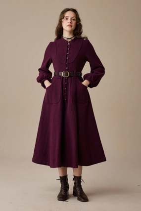 Non Restrictive Armhole Cut Margaret 25|100% wool buttoned down coat