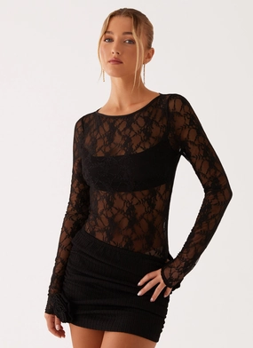 Lucid Dreams Lace Bodysuit - Black PolishedFinish