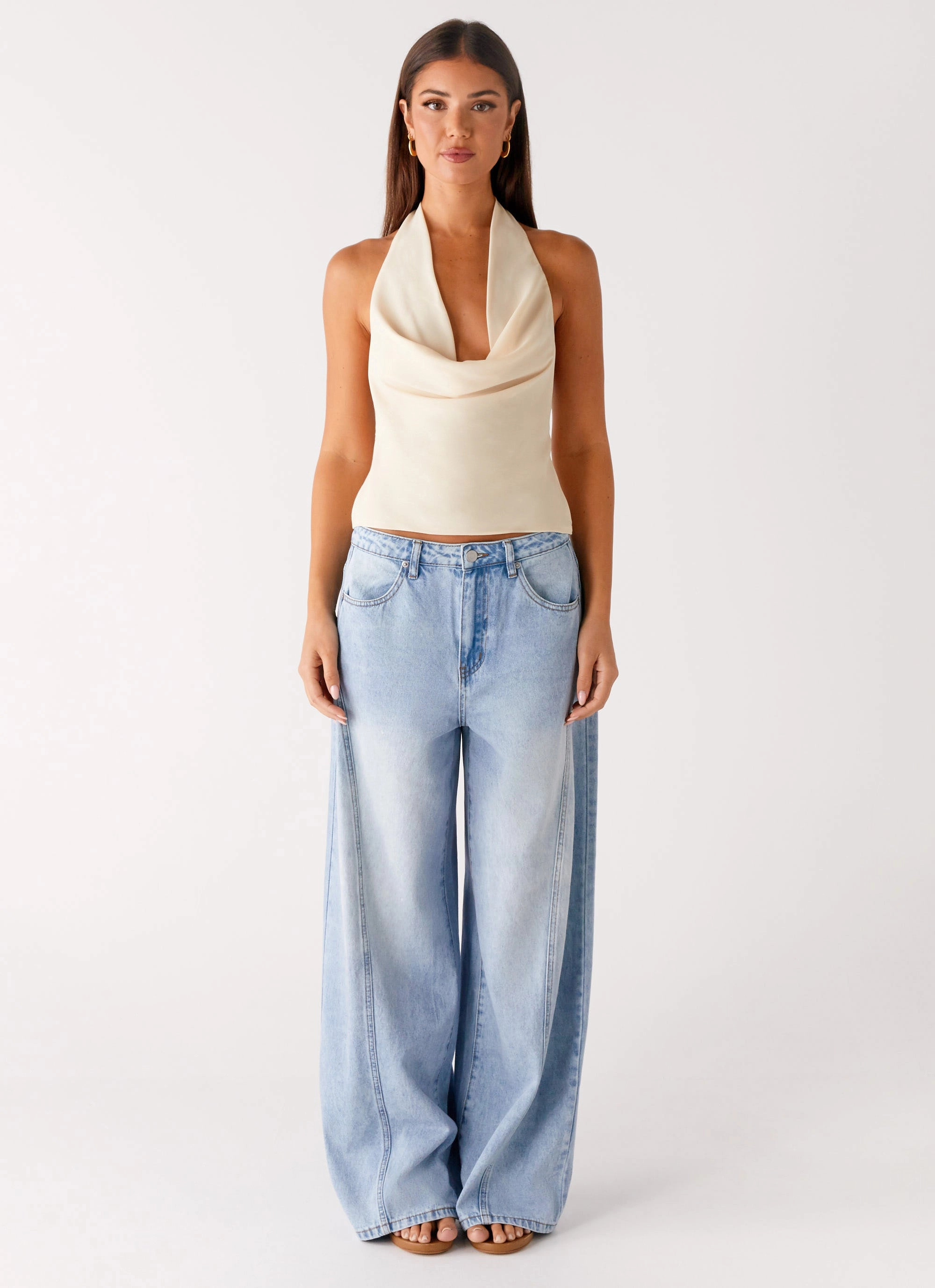 Eco Friendly Material Ergonomic Cut Charli Cowl Top - Lemon