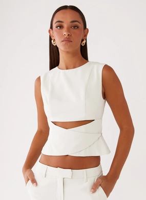 Reinforced Shoulders EcoFriendly Dye Process Cyra Wrap Top - Ivory