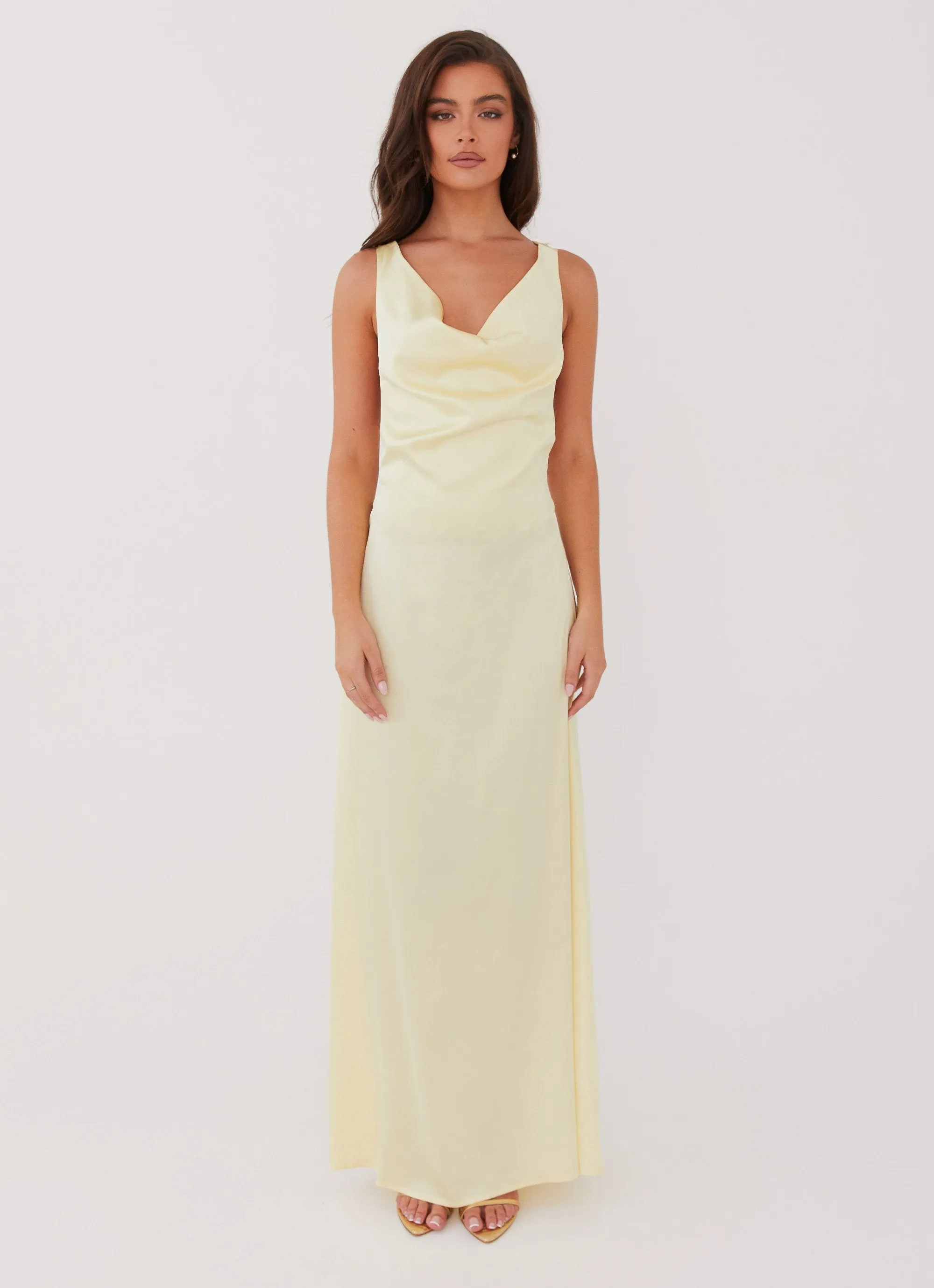 Musa Maxi Dress - Lemon Silky Drape Panelled-Design