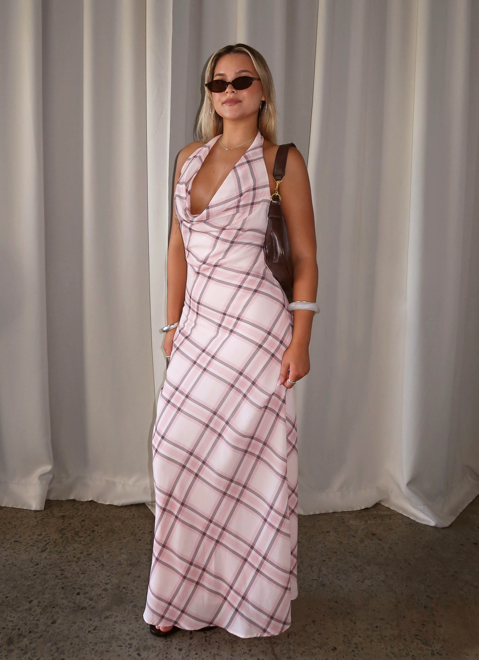 Exclusive-Design Muse Maxi Dress - Pink Check