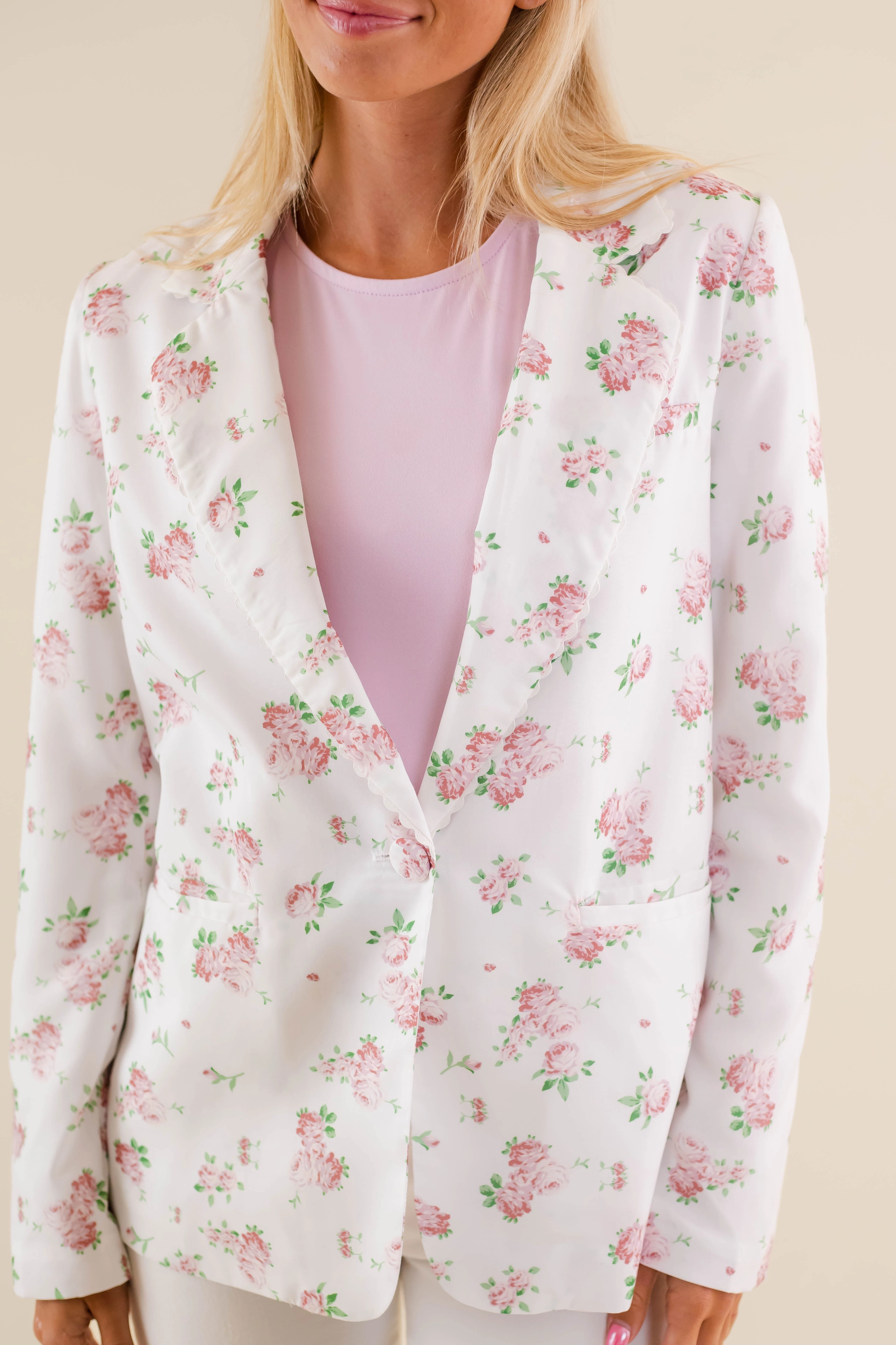 My Dearest Love Blazer-Pink Minimalist Silhouette