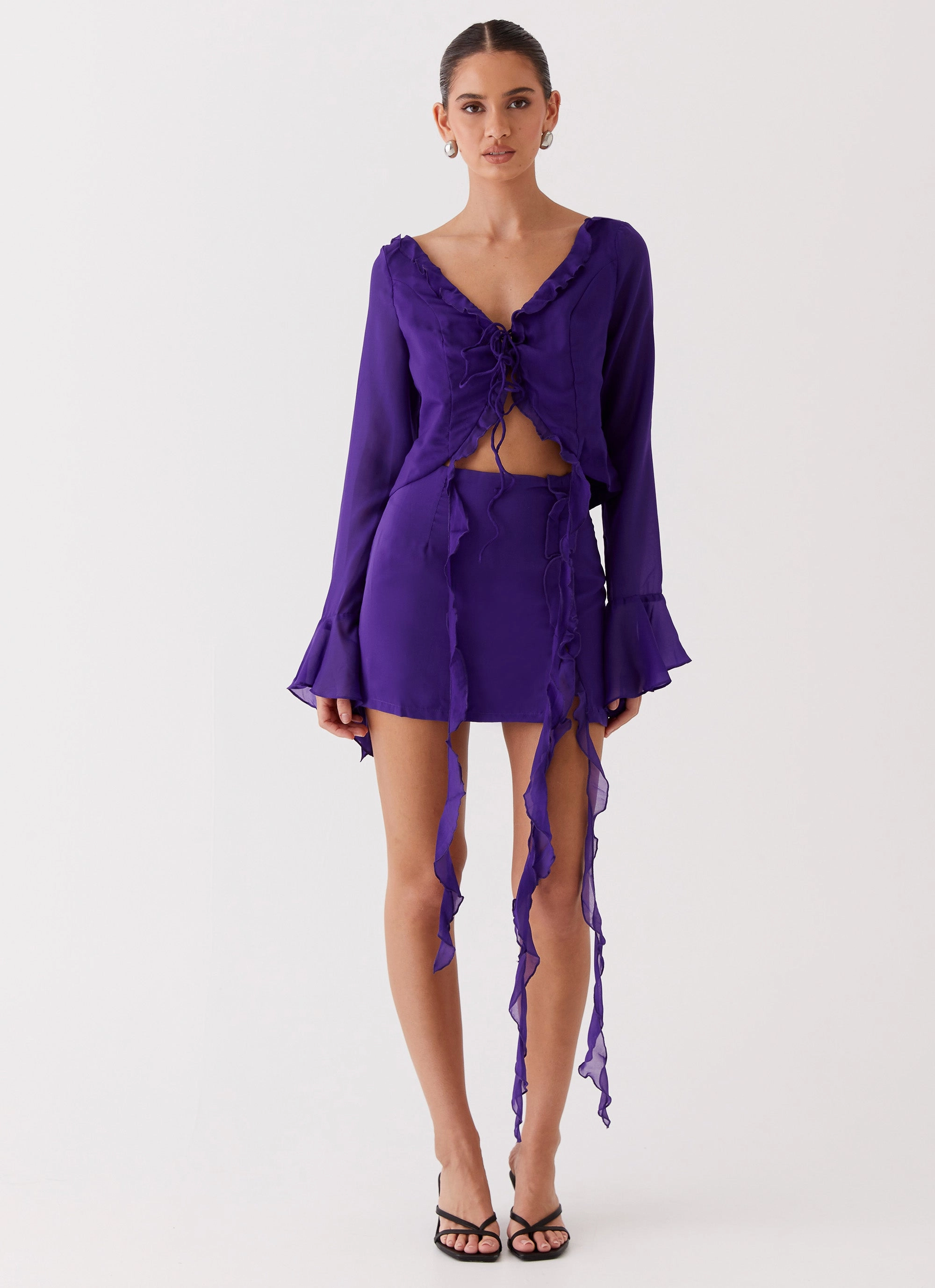 My Favourite Part Mini Skirt - Violet Structured fabric