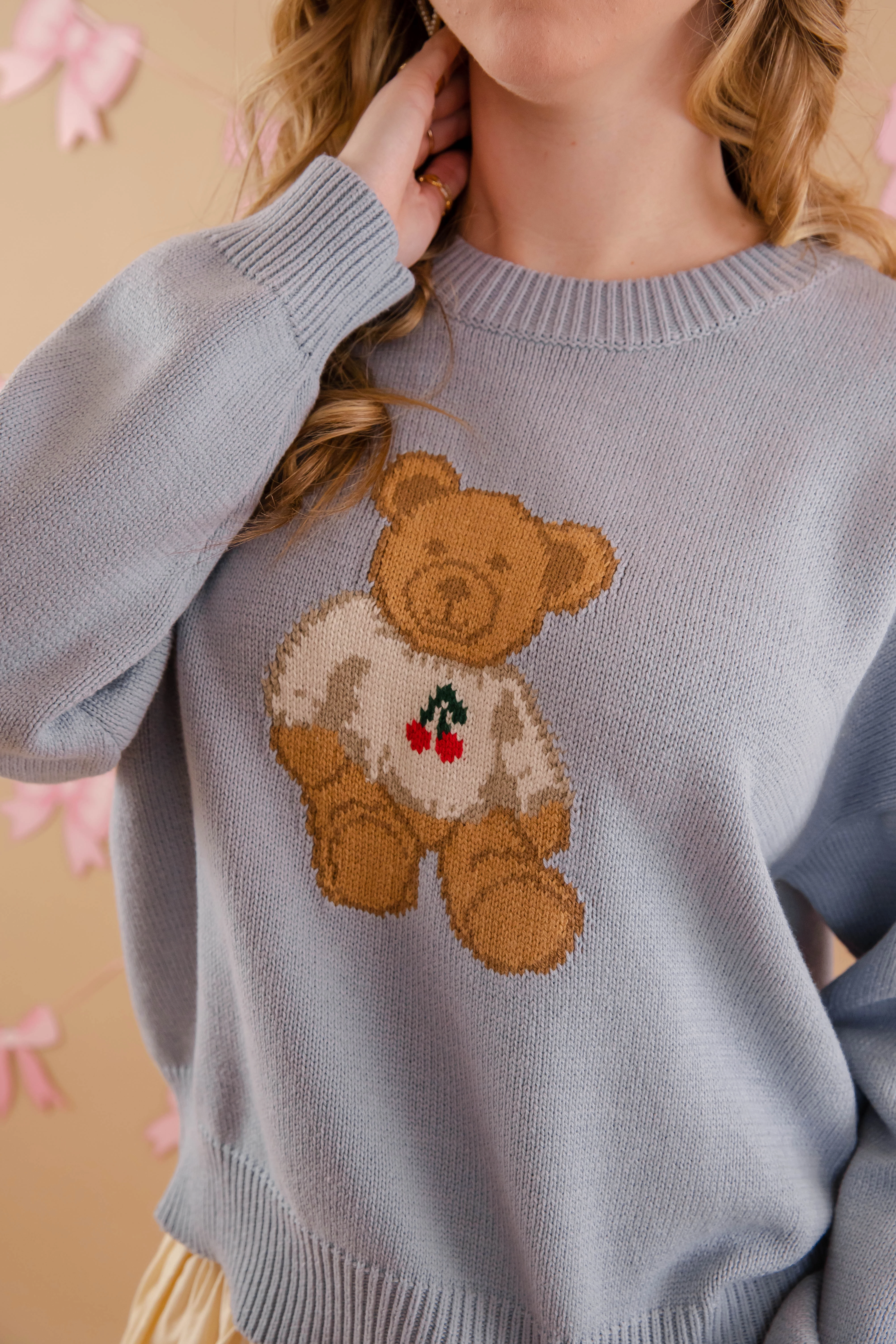 Adjustable drawstring Laser Cut Edges My Reassurance Sweater-Baby Blue