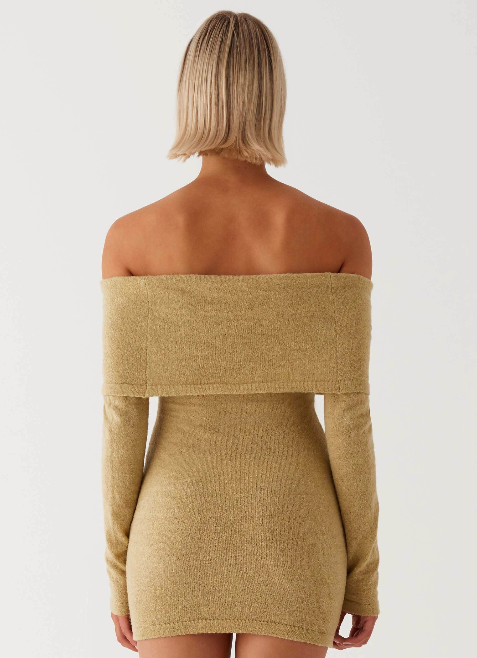Myla Off Shoulder Mini Dress - Camel Smart Shape Effortless Elegance