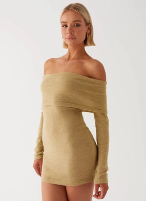 Luxe Fit Myla Off Shoulder Mini Dress - Camel