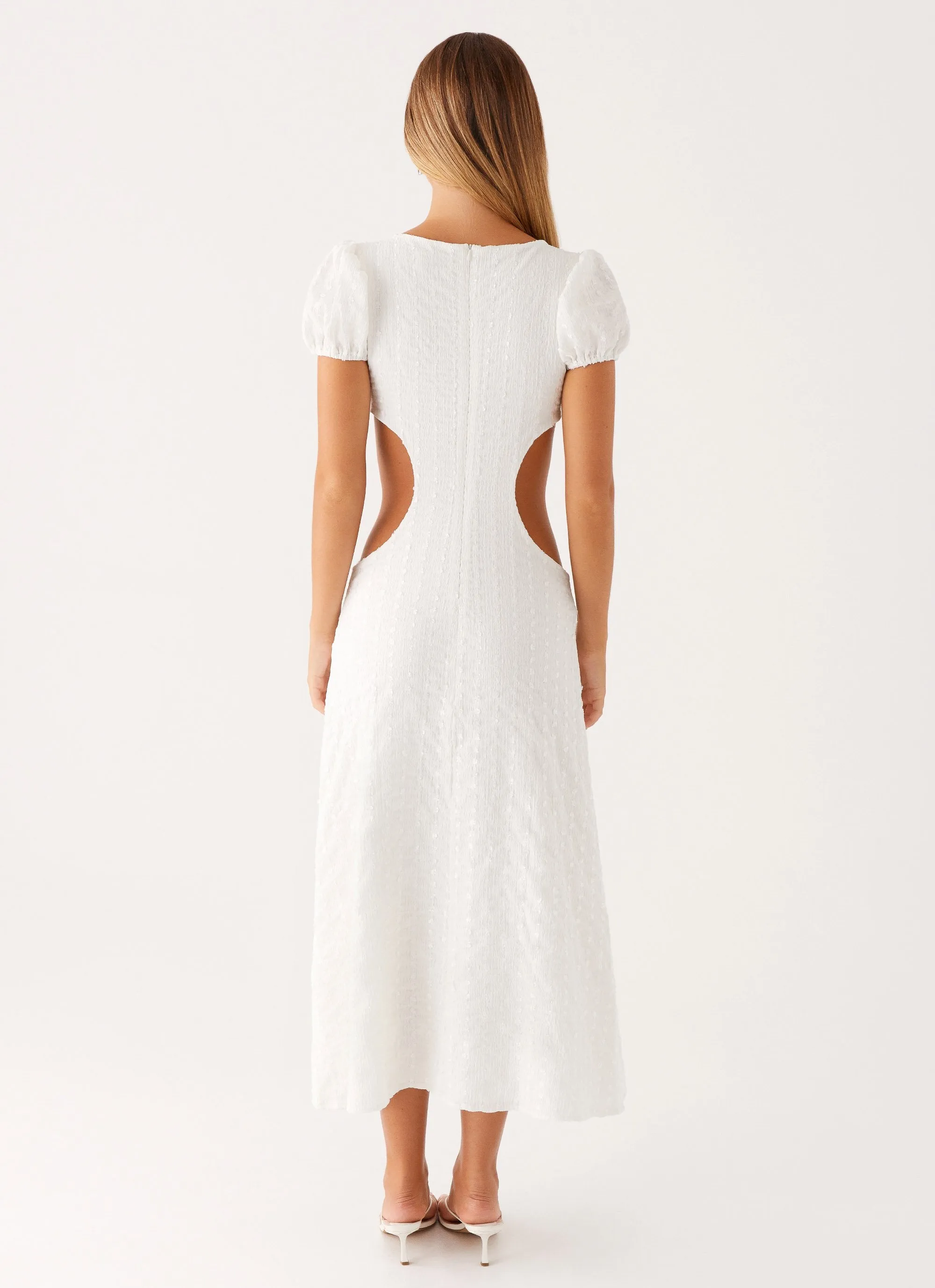 Simple Bow Petal Zone Myley Midi Dress - White