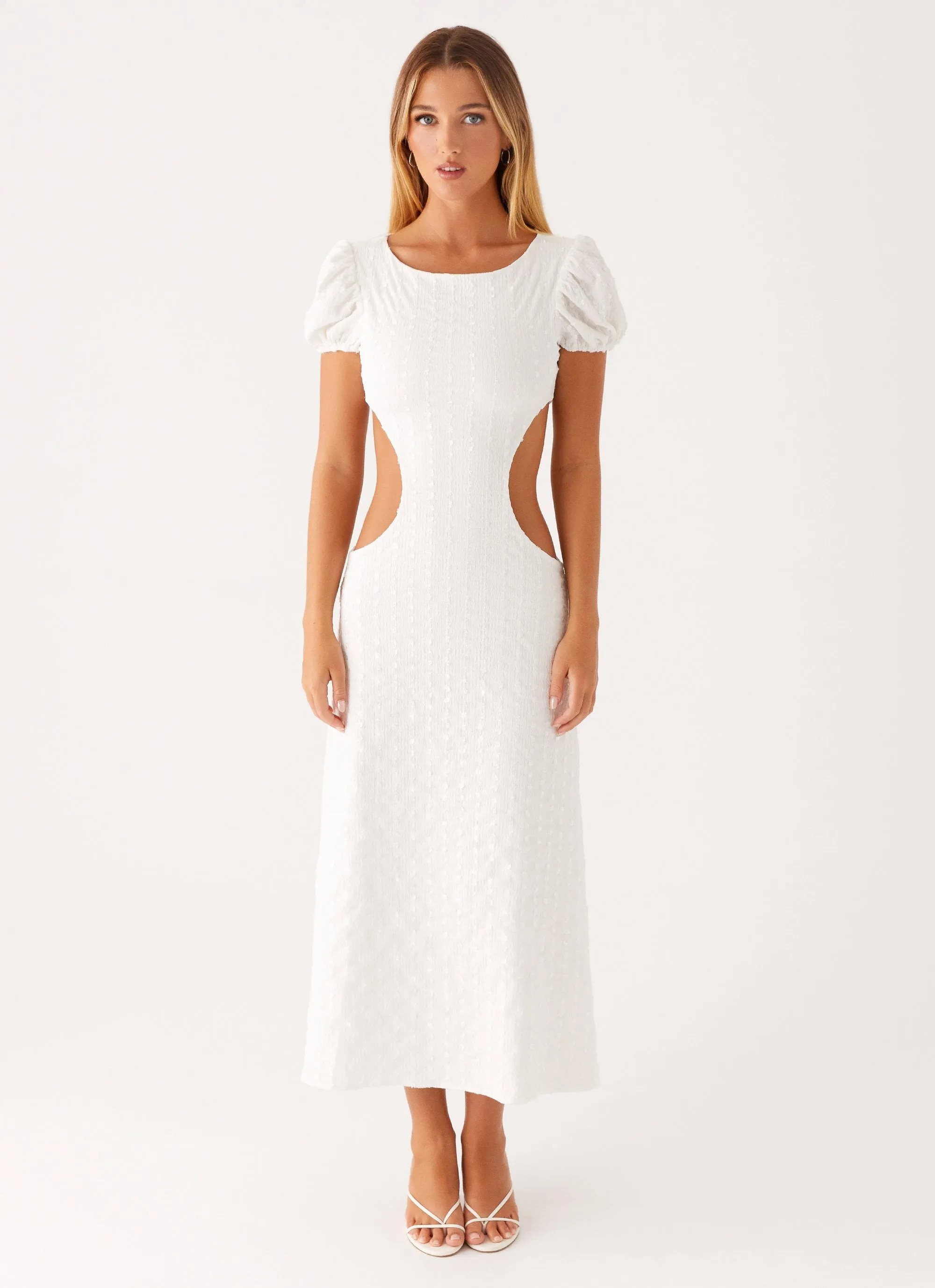Breathable fabric Office Smart Myley Midi Dress - White