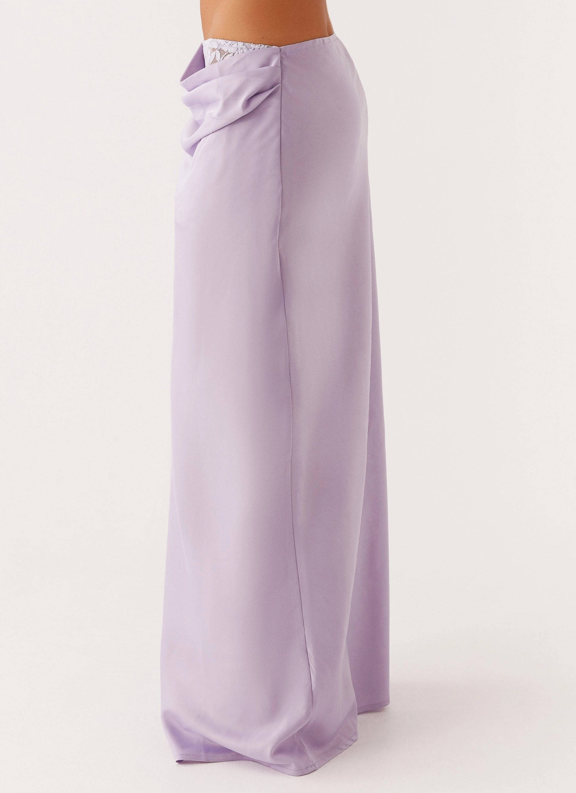 Nancy Lace Satin Maxi Skirt - Lilac RecycledPolyester