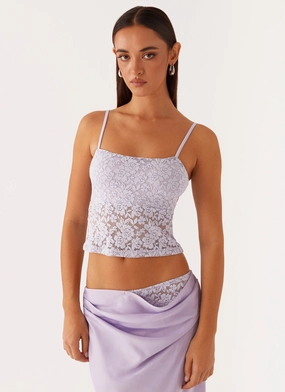 Nancy Lace Top - Lilac Sandwich Mesh Panel Structure Multi Directional Zipper Placement