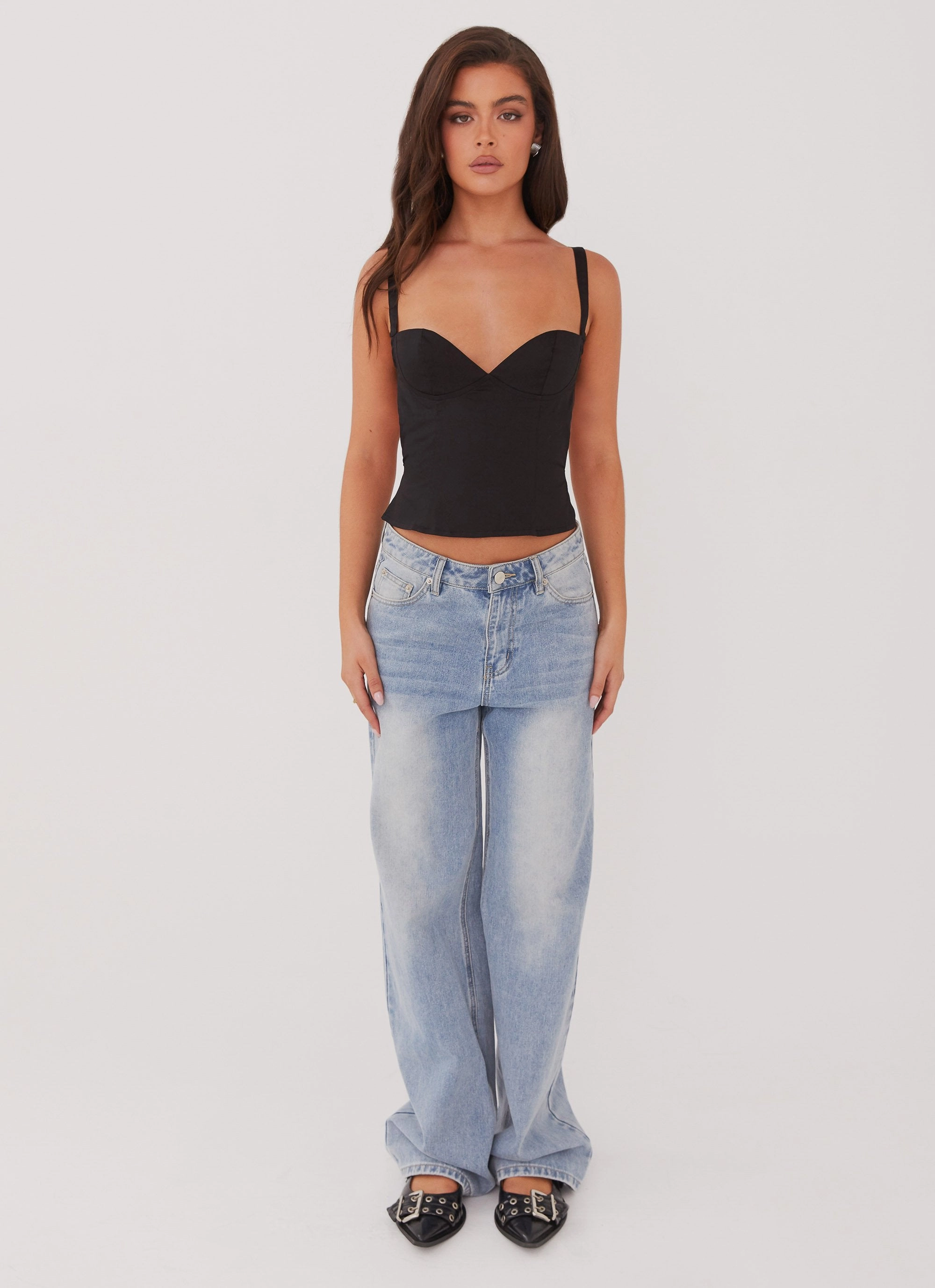 Naomi Backless Top - Black EcoFriendlyBlend Reinforced Neckline Detail