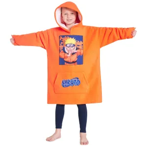 Naruto Fleece Hoodie Blanket for Boys and Teenagers - Orange