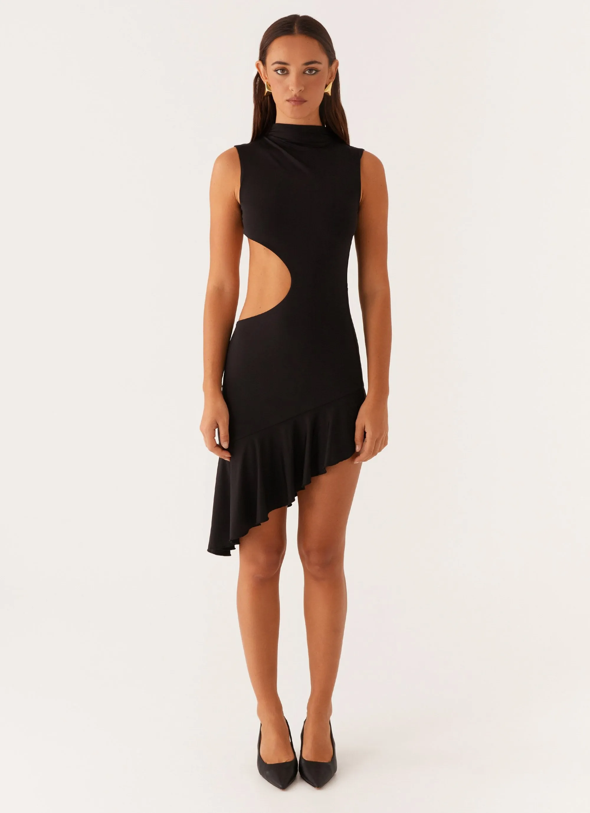 Natara Cut Out Midi Dress - Black Quiet Glow