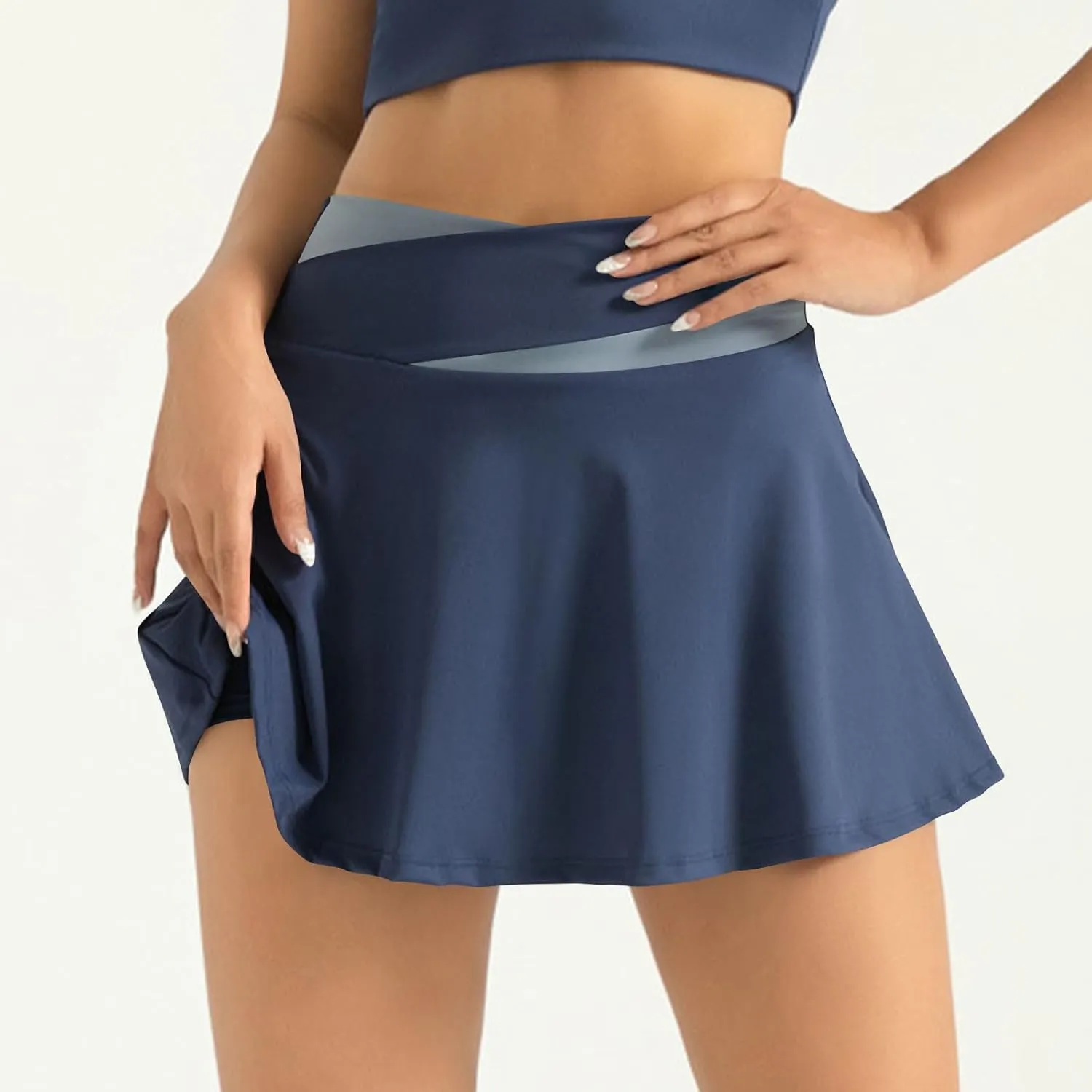 NATHGAM Women's Tennis Skirts High Waisted Tummy Control Pleated Golf Swim Skorts Summer Athletic Running Sports Mini Skorts