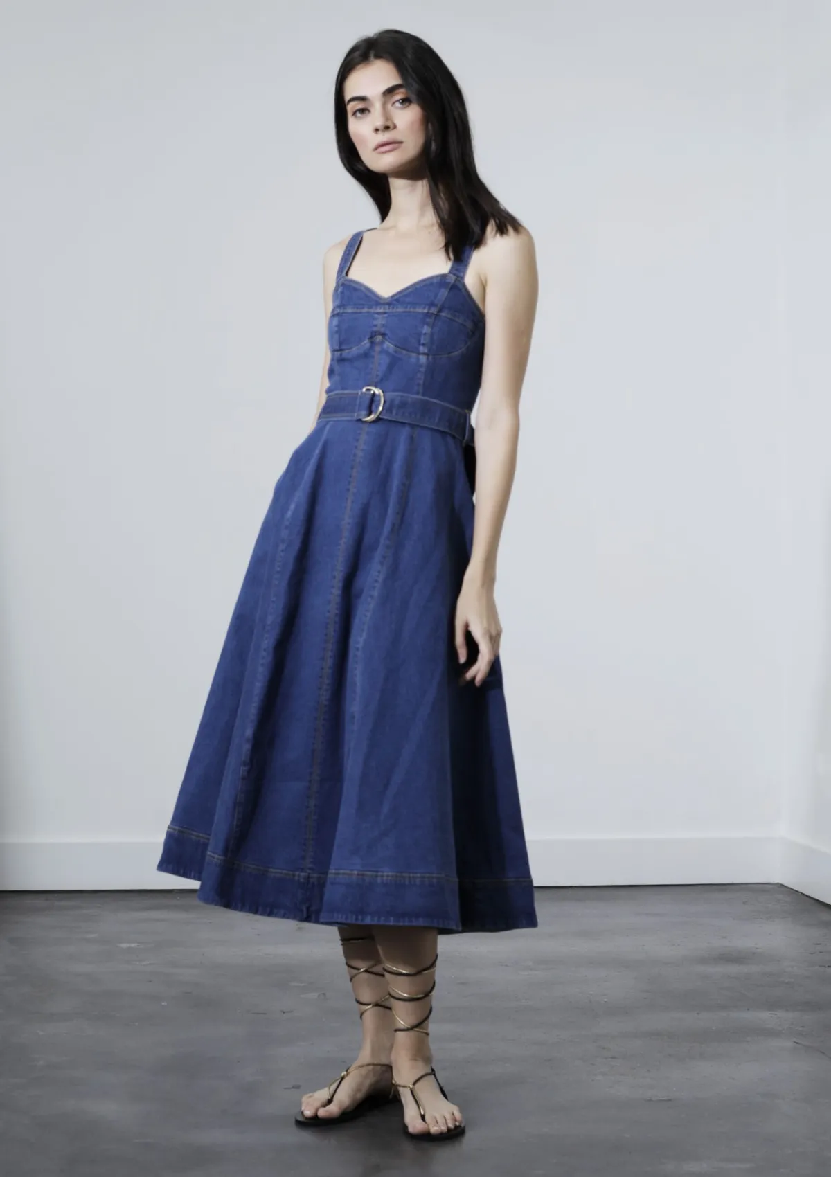 Pastel Sky Rosanne Midi Denim Dress