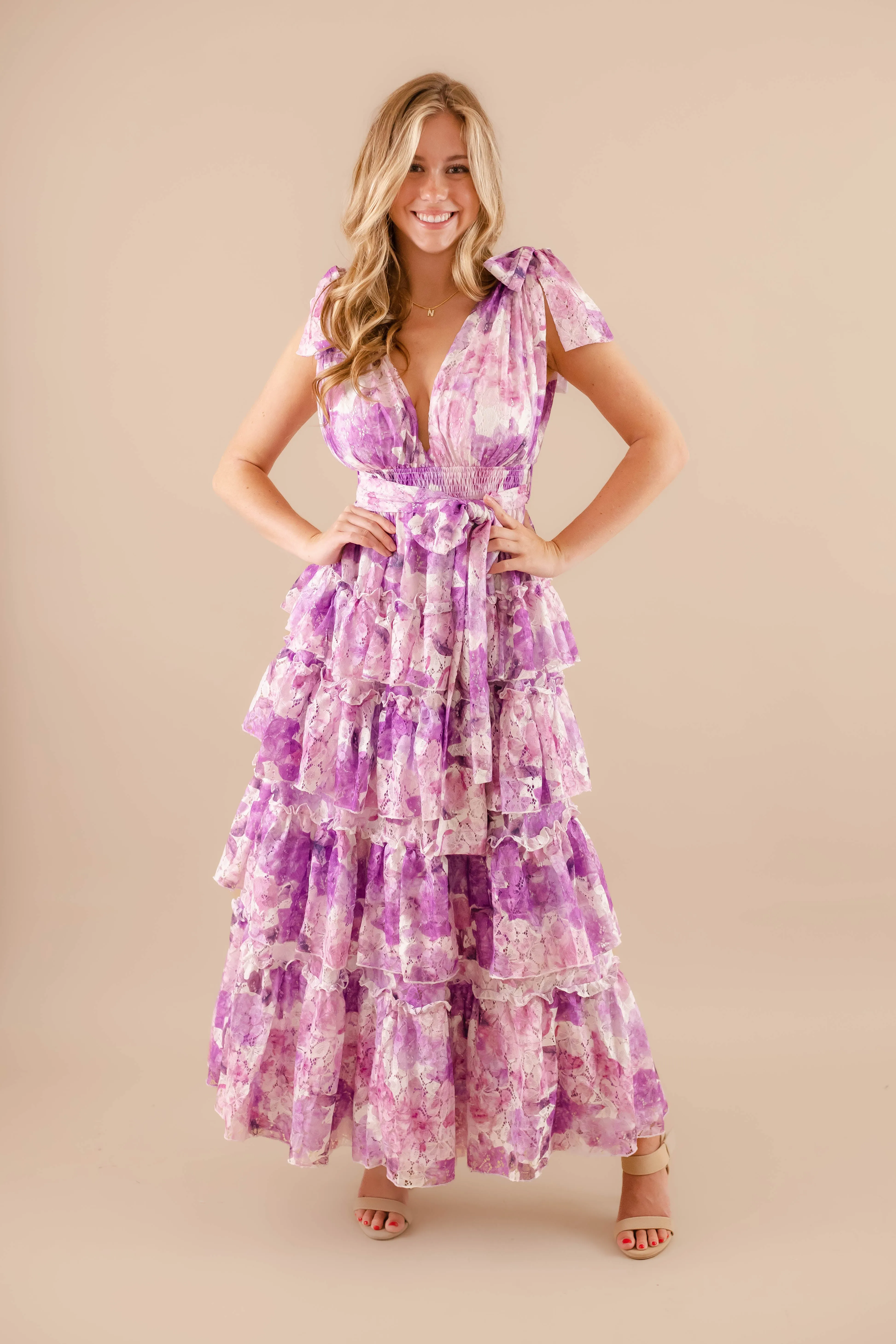 Nature's Charm Maxi Dress-Purple Basic Warm