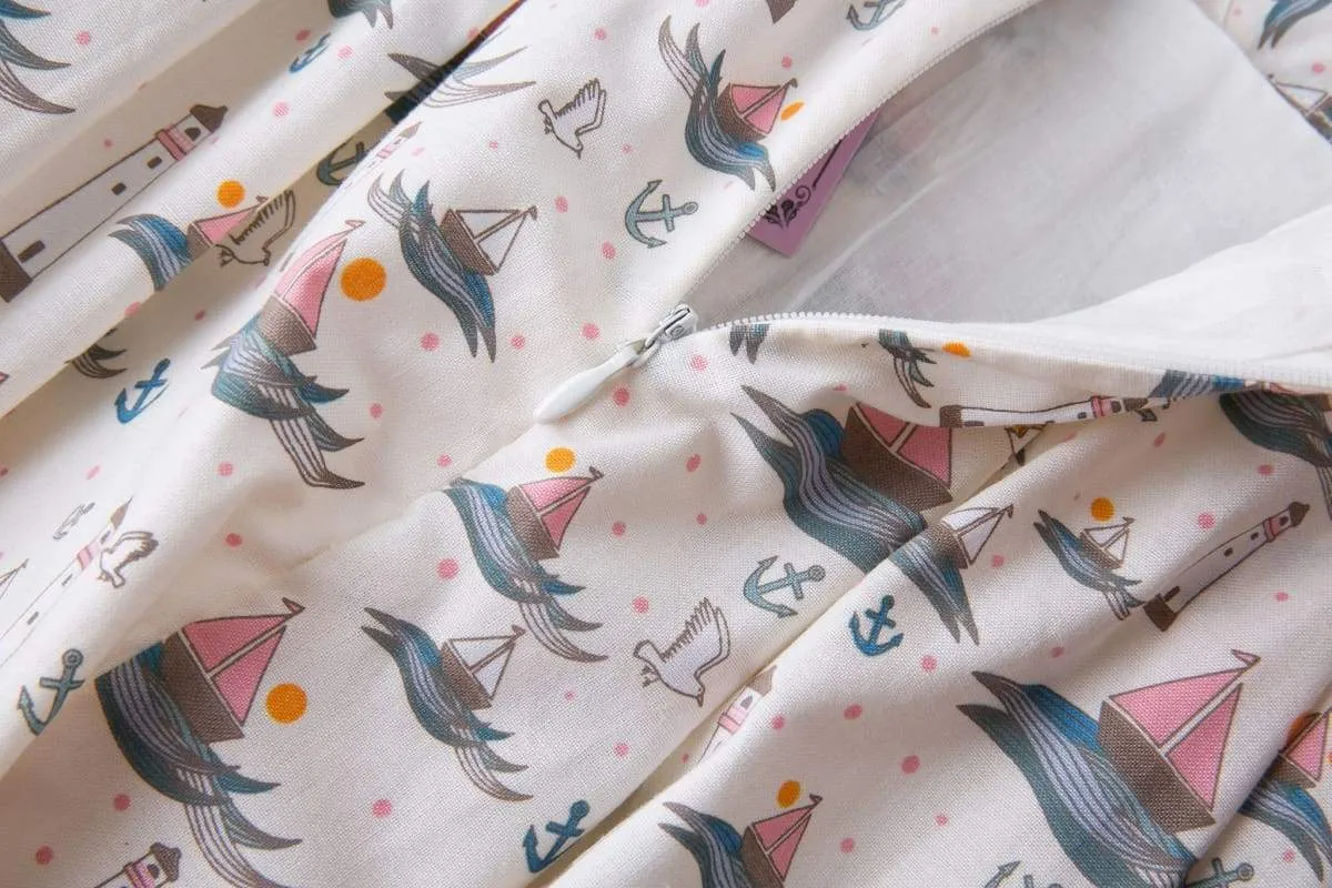 Nautical Sailing Boats A-Line Skirt